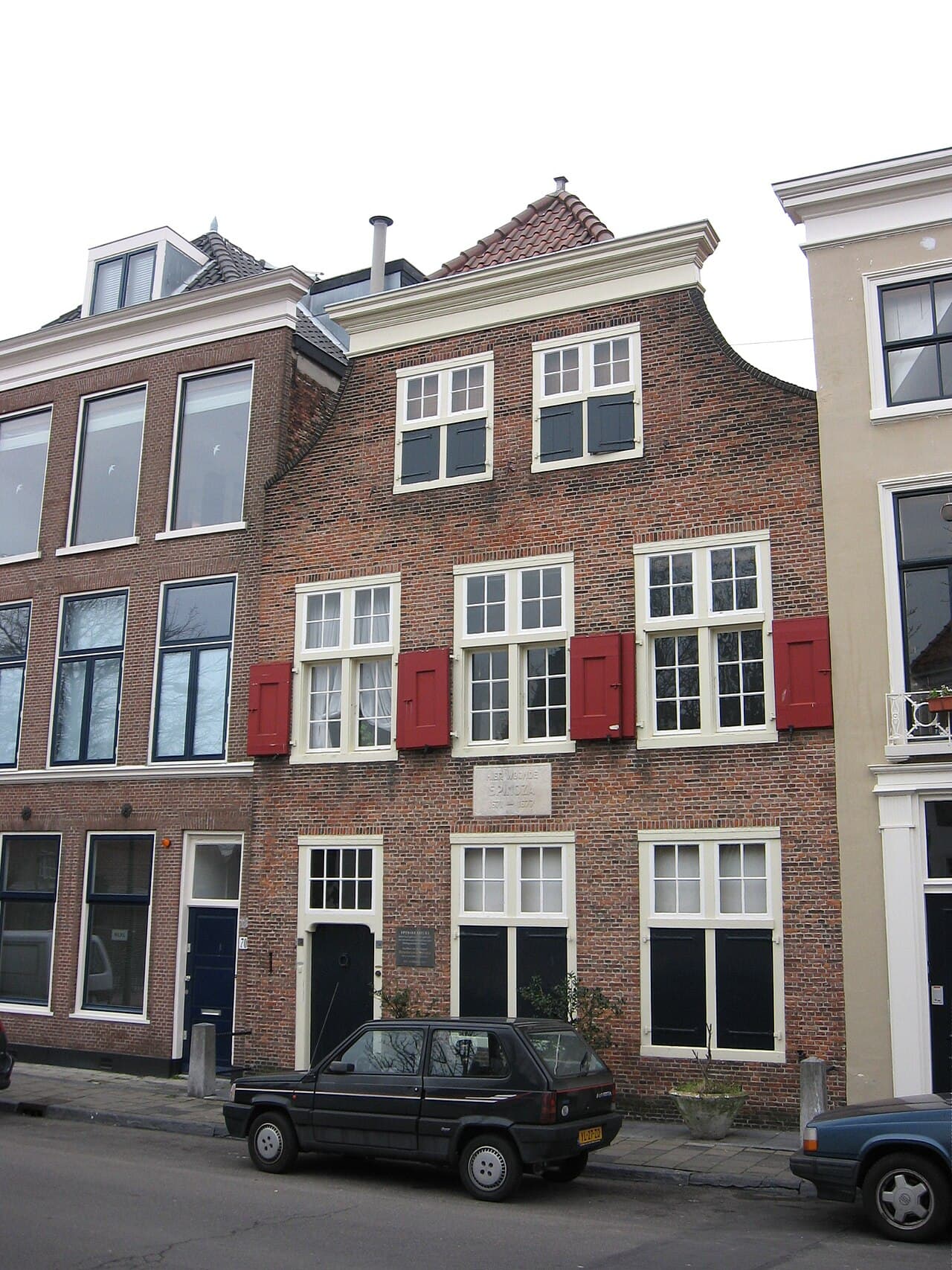 The reconstructed Spinozahuis in The Hague. Spinoza spent his last five years in a similar back room in this house, dying there in February 1677 at age 44.