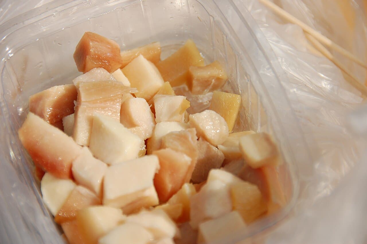 Hákarl: fermented and air-dried Greenland shark meat. The traditional Icelandic preparation neutralises the TMAO that makes the fresh flesh toxic.