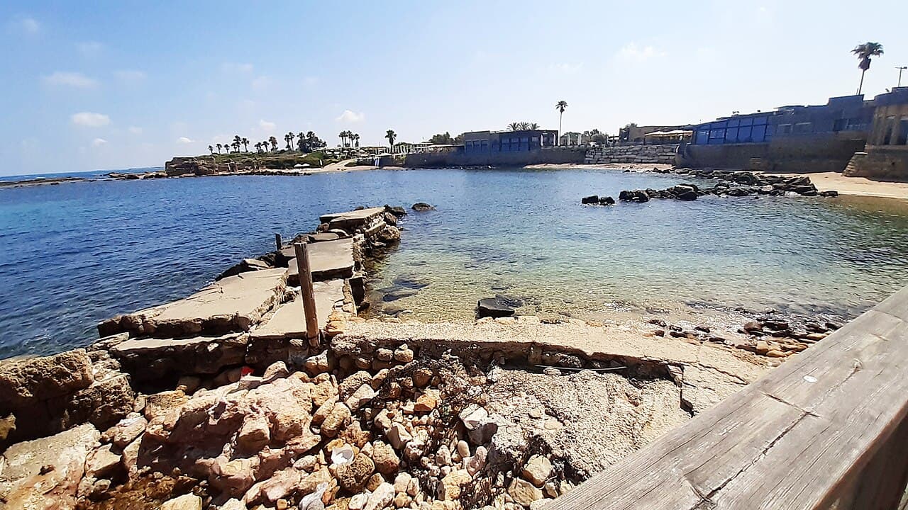 Caesarea Maritima, built by Herod the Great around 22 BCE. The harbour structures were cast in Roman concrete directly into seawater. They have been continuously immersed for over 2,000 years.