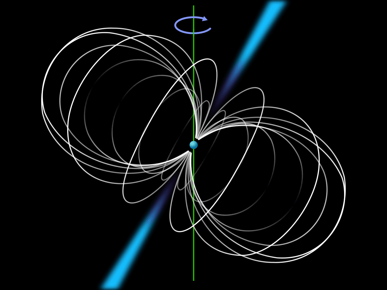 Pulses from PSR B1919+21, the first pulsar Bell identified, period 1.3373 seconds. The chart-recorder trace was originally written on paper at thirty metres a day.