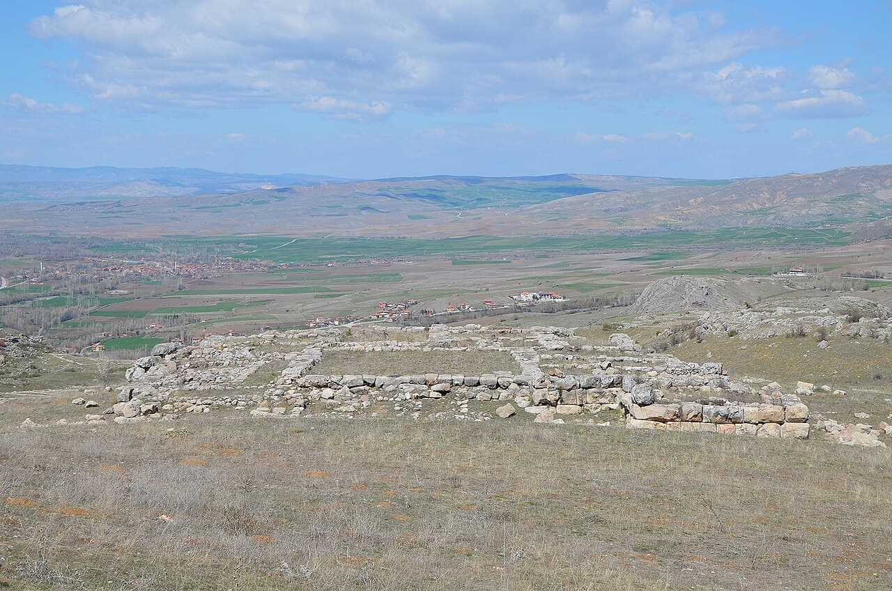 The ruins of Hattusa, capital of the Hittite Empire, burned around 1190 BCE. The royal archive was preserved by the fire.