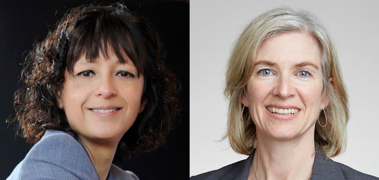 Jennifer Doudna (Berkeley) and Emmanuelle Charpentier (Umeå at the time), whose 2012 Science paper made Cas9 programmable. They shared the 2020 Nobel Prize in Chemistry.