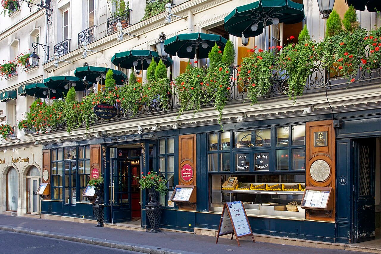The Café Procope on Rue de l'Ancienne Comédie, Paris. Opened in 1686, still operating.