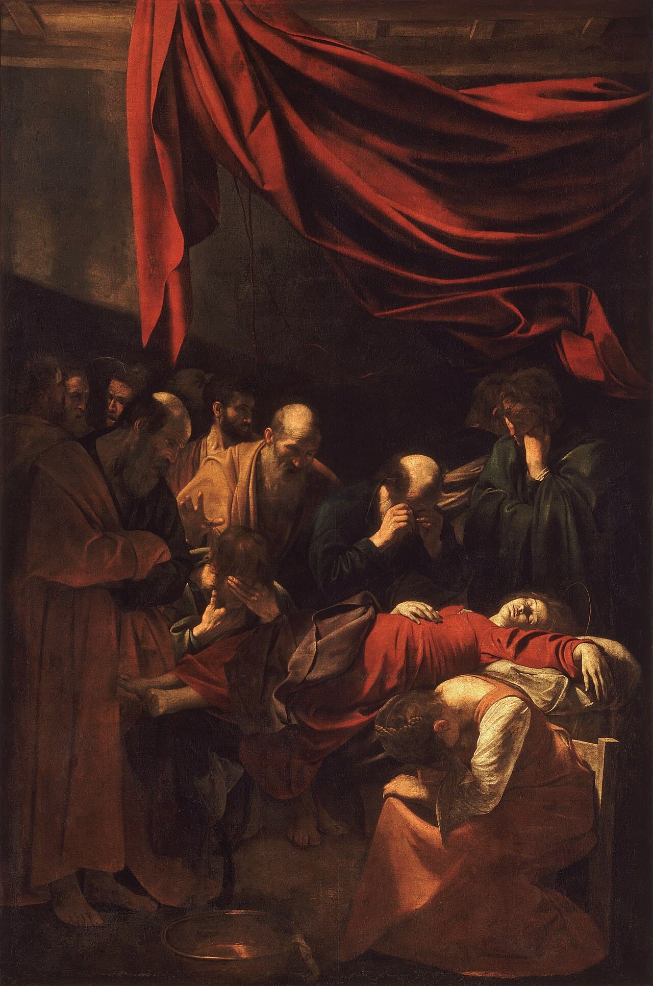 Death of the Virgin (1606), rejected by the Carmelites of Santa Maria della Scala because the model for the Virgin was identified as a drowned prostitute. The Duke of Mantua bought it on Rubens's recommendation.