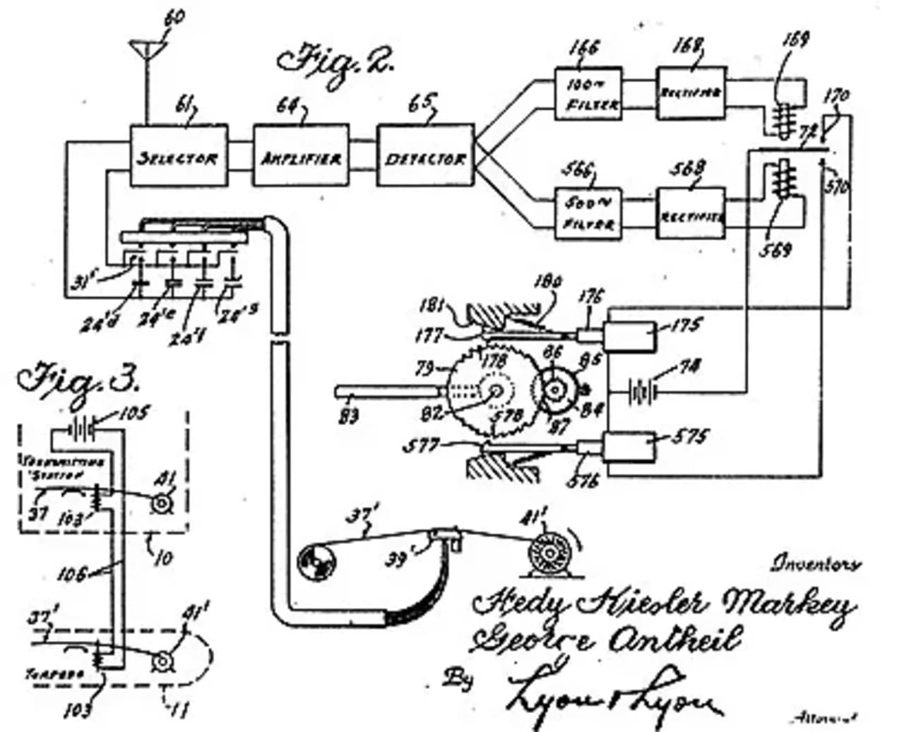 A figure from the 1942 patent, showing the paper-tape synchronisation mechanism.