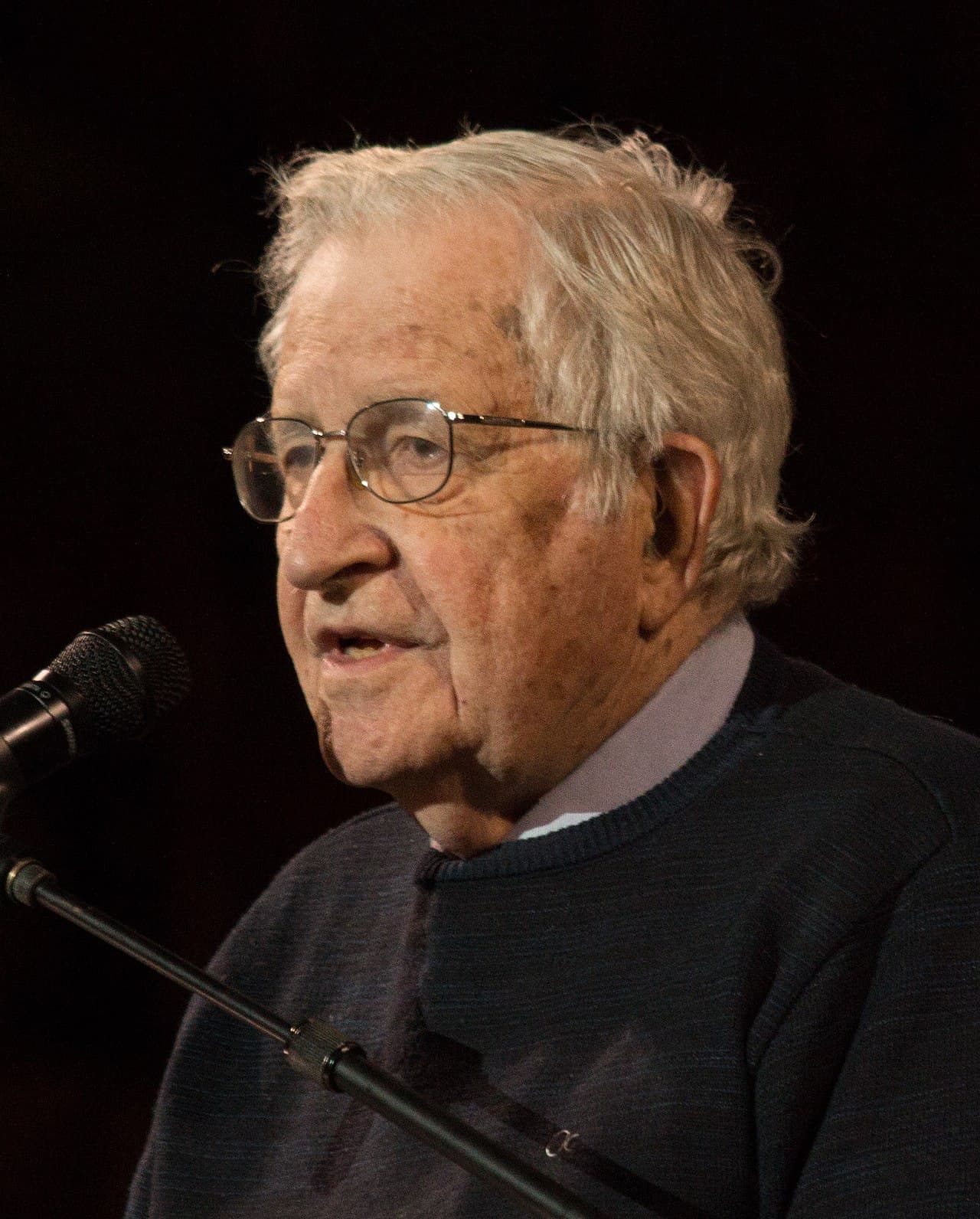 Noam Chomsky. His 'universal grammar' framework — and the 2002 Hauser-Chomsky-Fitch paper proposing recursion as the defining feature of language — is what Everett's Pirahã claims appear to contradict.