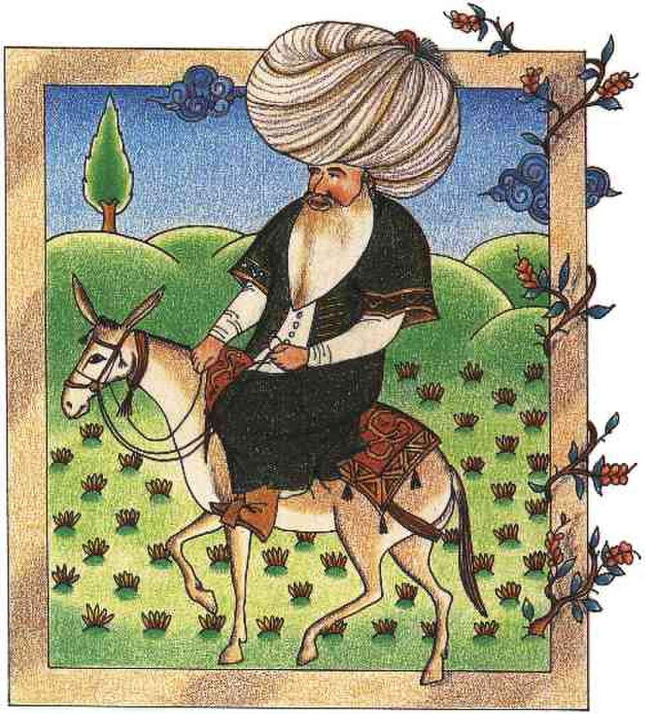 Nasreddin Hodja, in a 17th-century Ottoman miniature.