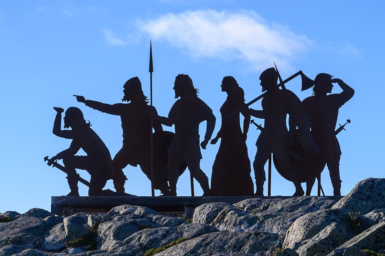 The site at L'Anse aux Meadows, looking out into the Strait of Belle Isle. The Norse base from which Vinland exploration was carried out.