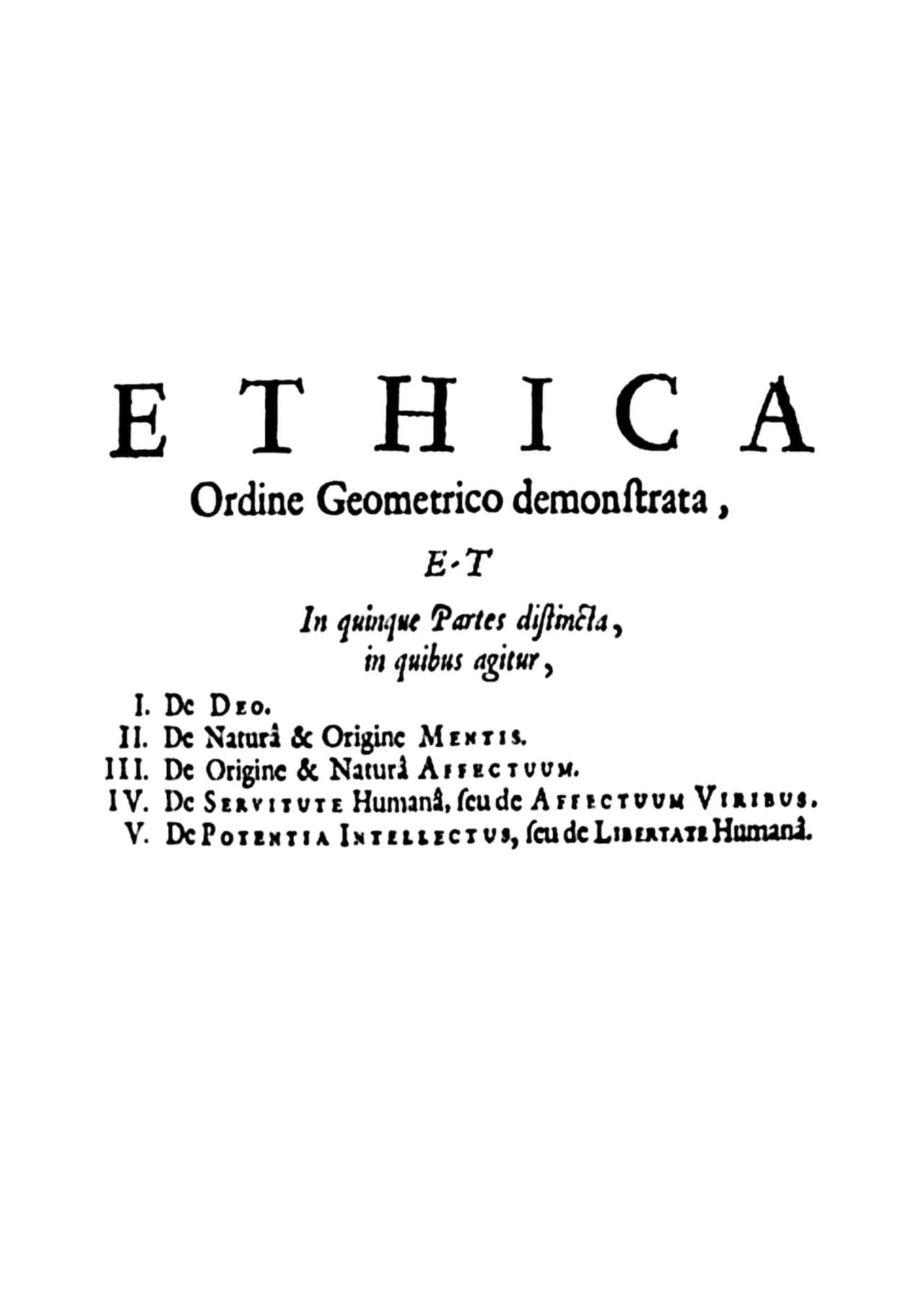 Title page of the Opera Posthuma (1677). The Ethics appeared with Spinoza's initials and the place of publication left blank — his name was not used.
